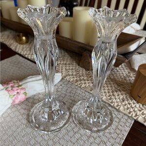 Pair of vintage 90’s J.G. Durand Calliope French Crystal candlesticks